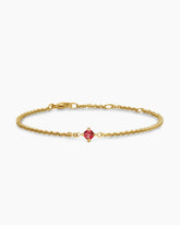 Micro Chatelaine® Chain Bracelet in 18K Yellow Gold with Garnet, 4mm